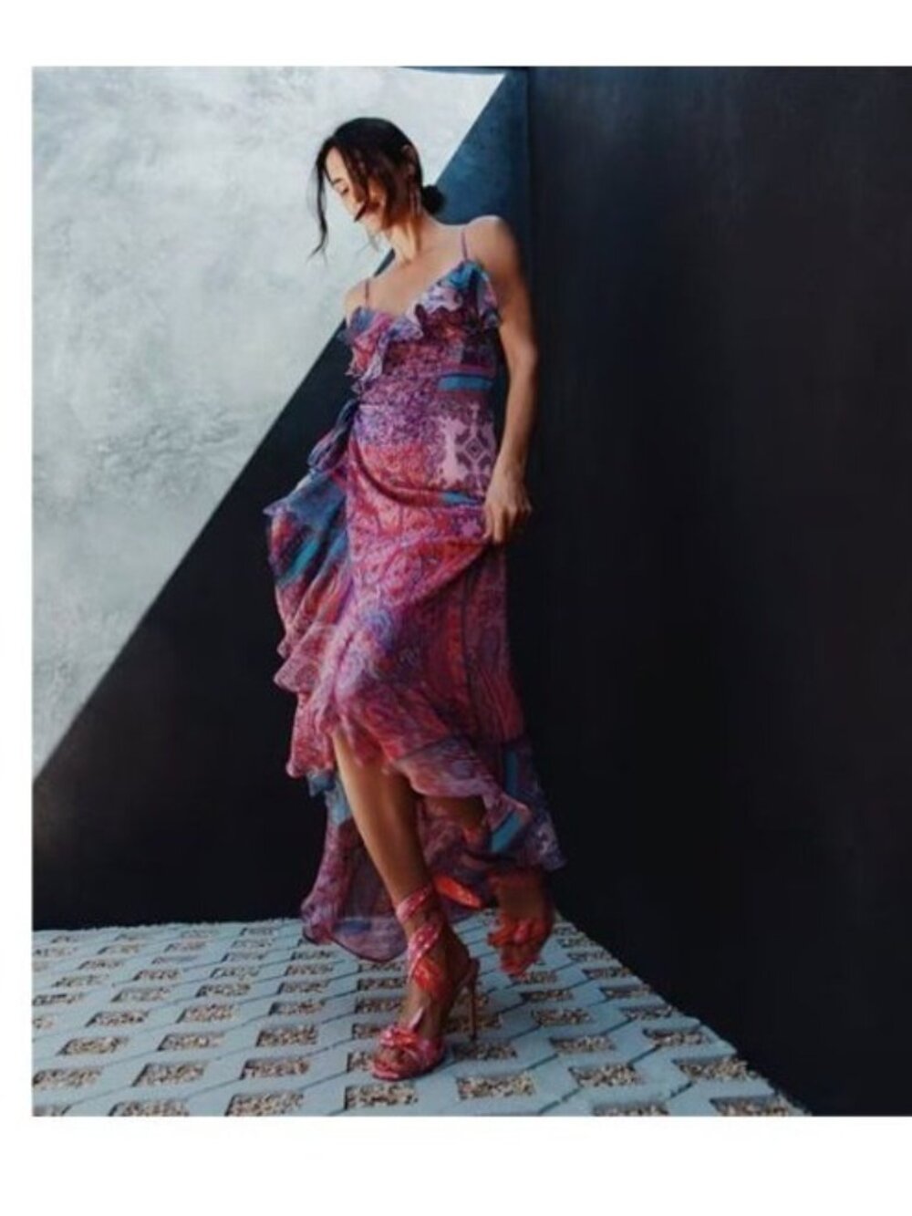 Gianni Bini DANNIJO Isabella Sleeveless Ruffle Chiffon Maxi Dress Large New $199 - Picture 10 of 10